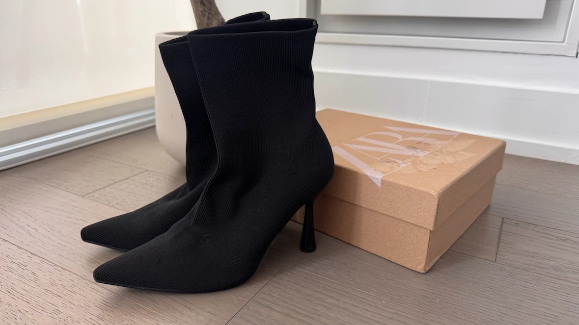 ZARA Black Sock Ankle Boots - photo 2