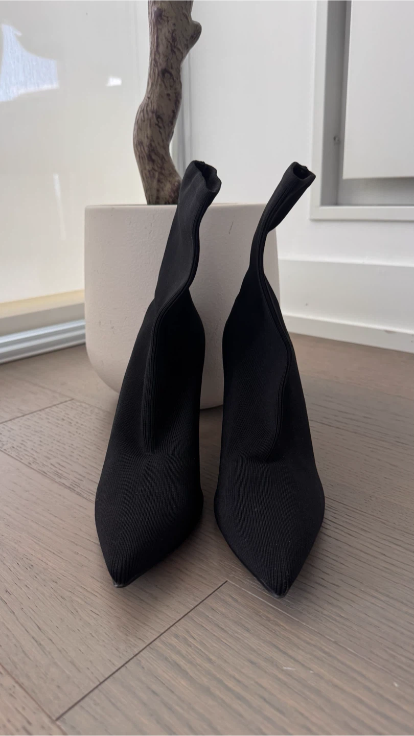 ZARA Black Sock Ankle Boots - photo 3