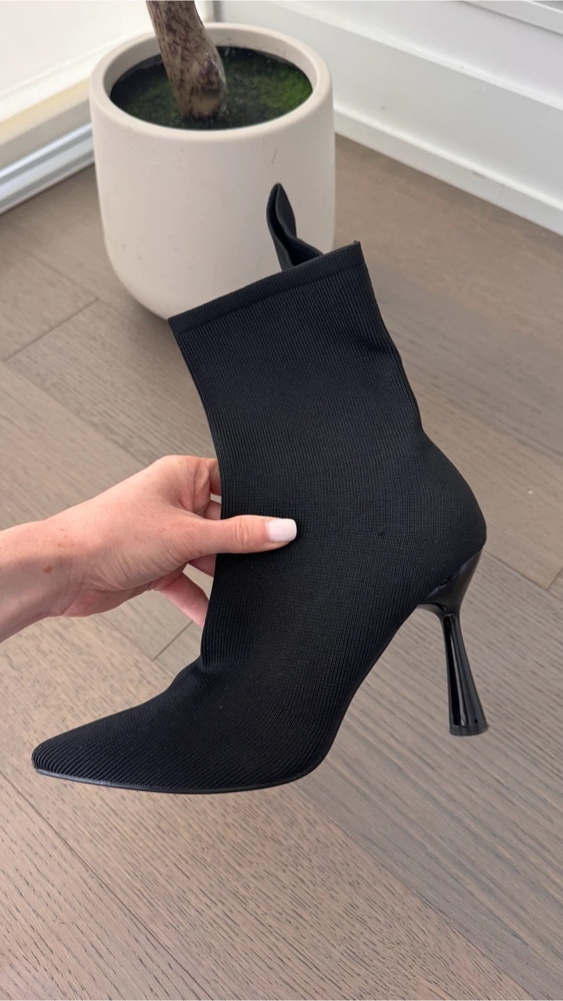 ZARA Black Sock Ankle Boots - photo 4