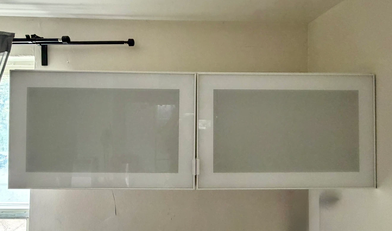 IKEA White Wall Cabinet with Frosted Glass Doors