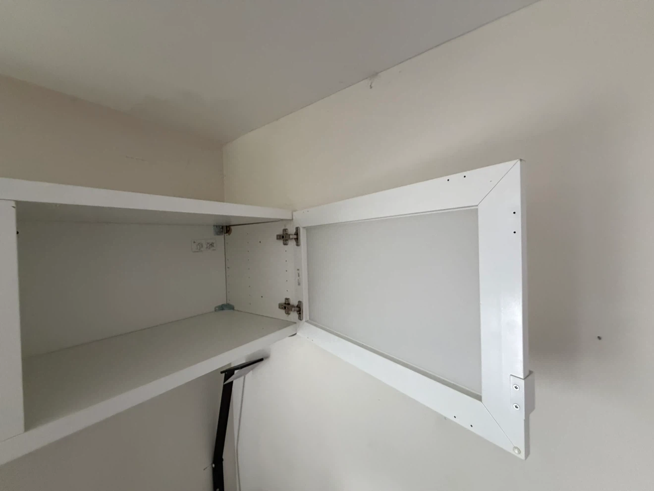 IKEA White Wall Cabinet with Frosted Glass Doors - photo 2
