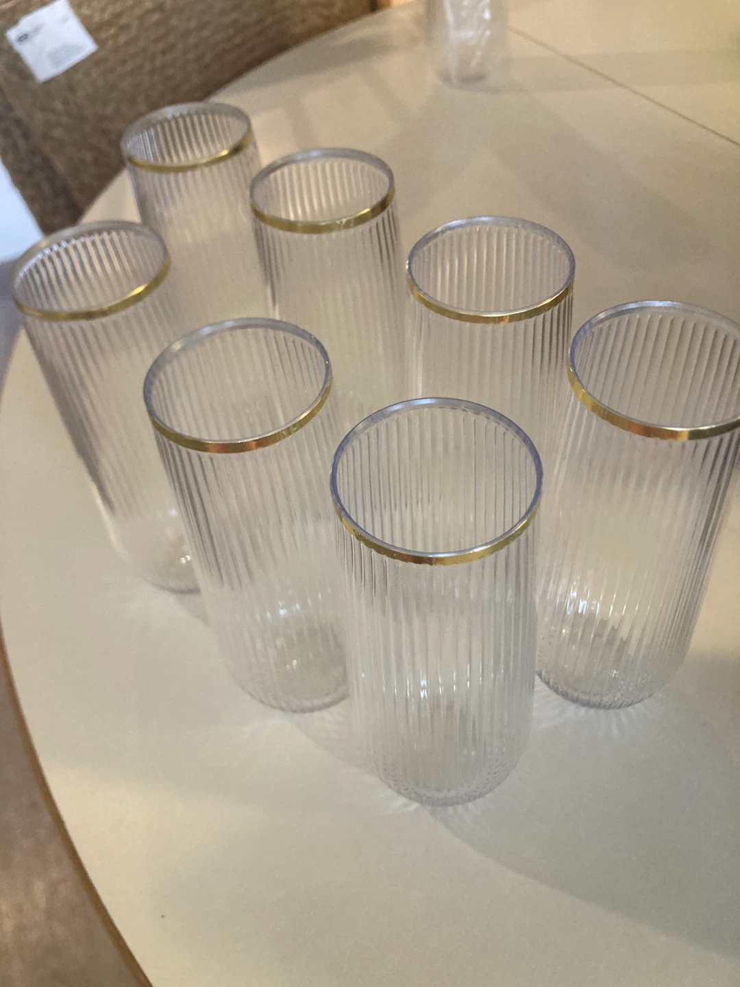 MOVING SALE : 35 Elegant Plastic Flutes with Gold Rim