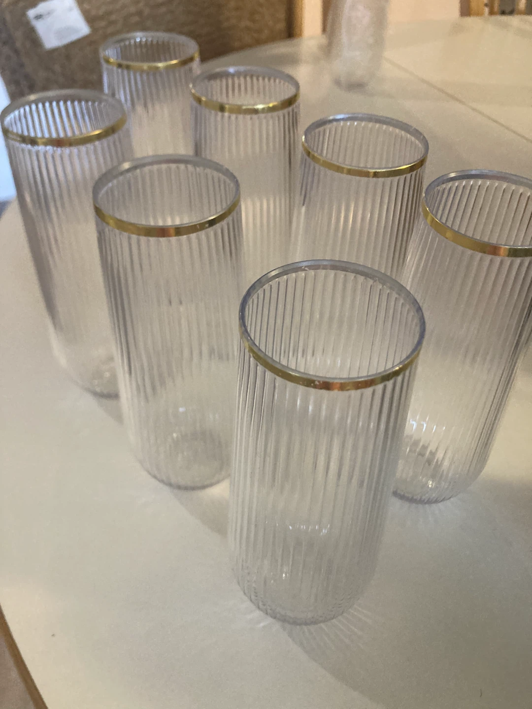 MOVING SALE : 35 Elegant Plastic Flutes with Gold Rim - photo 2