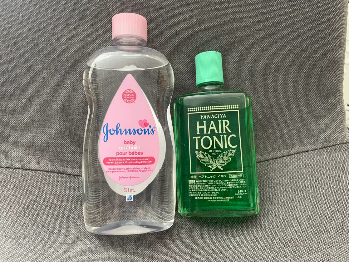 Johnson's Baby Oil & Yanagiya Hair Tonic