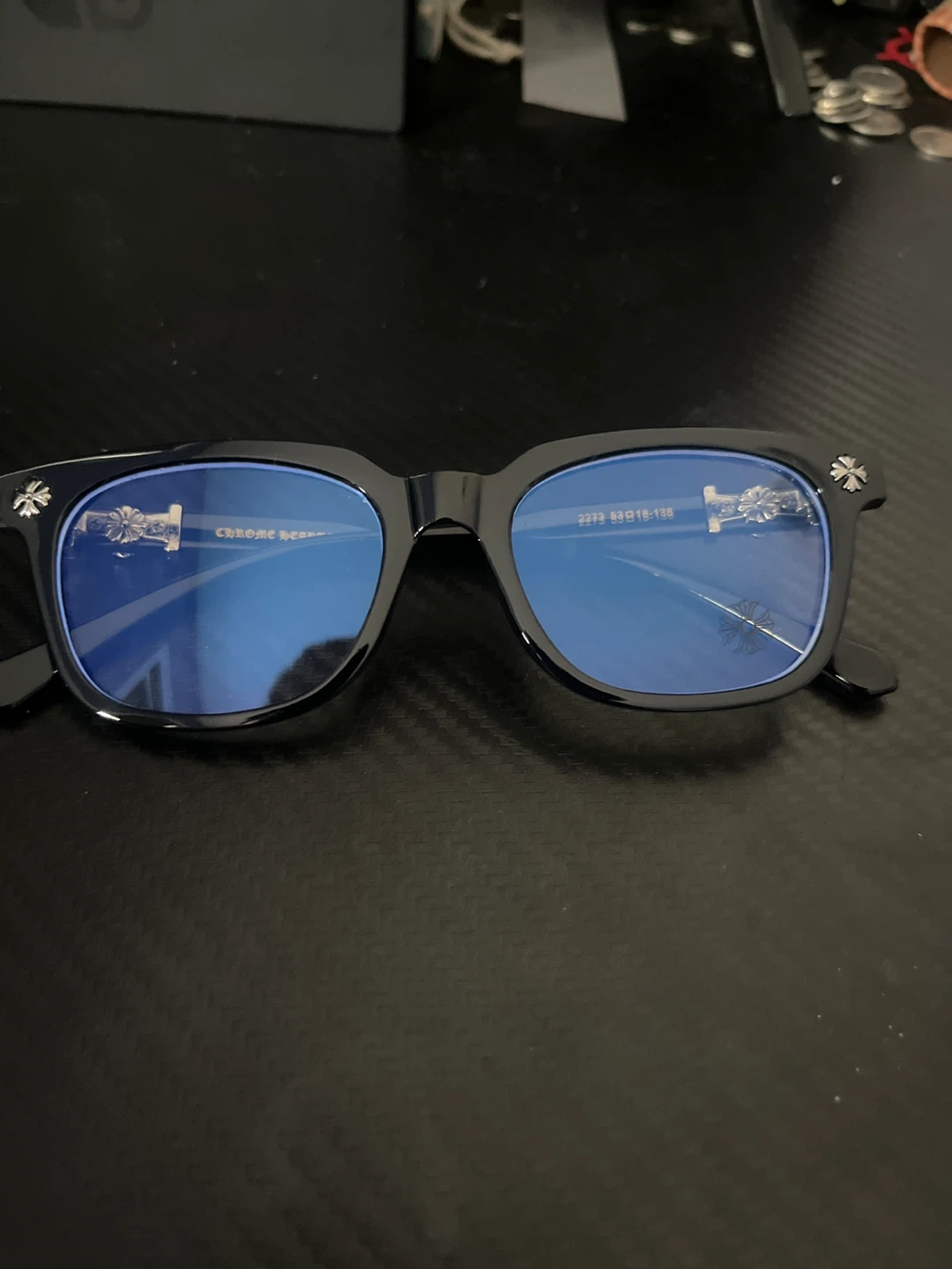 Silver Chrome Hearts Glasses