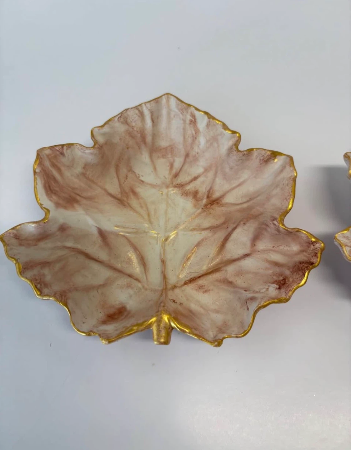 Handmade marble color Maple Leaf Trinket Dish - photo 3