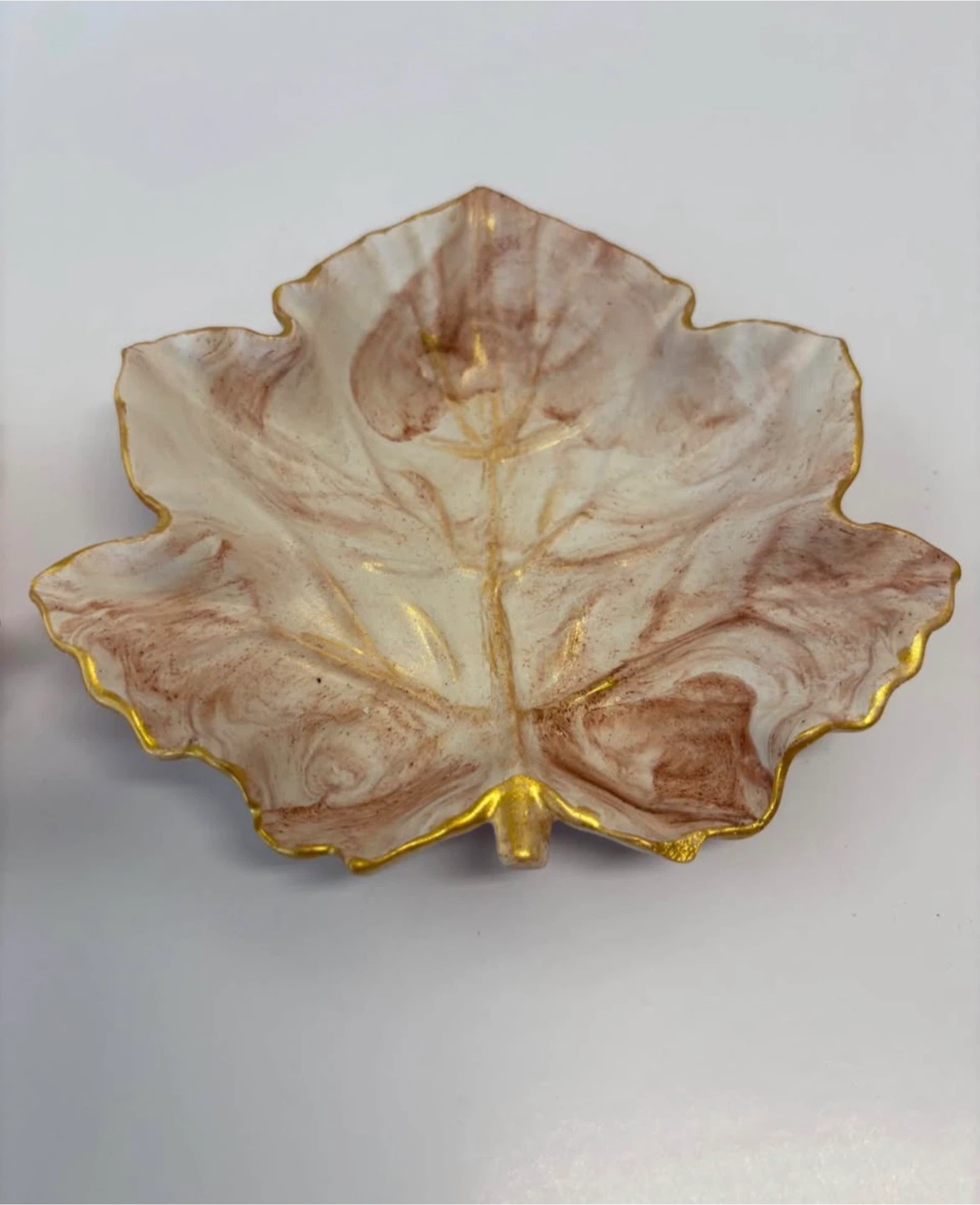 Handmade marble color Maple Leaf Trinket Dish - photo 4