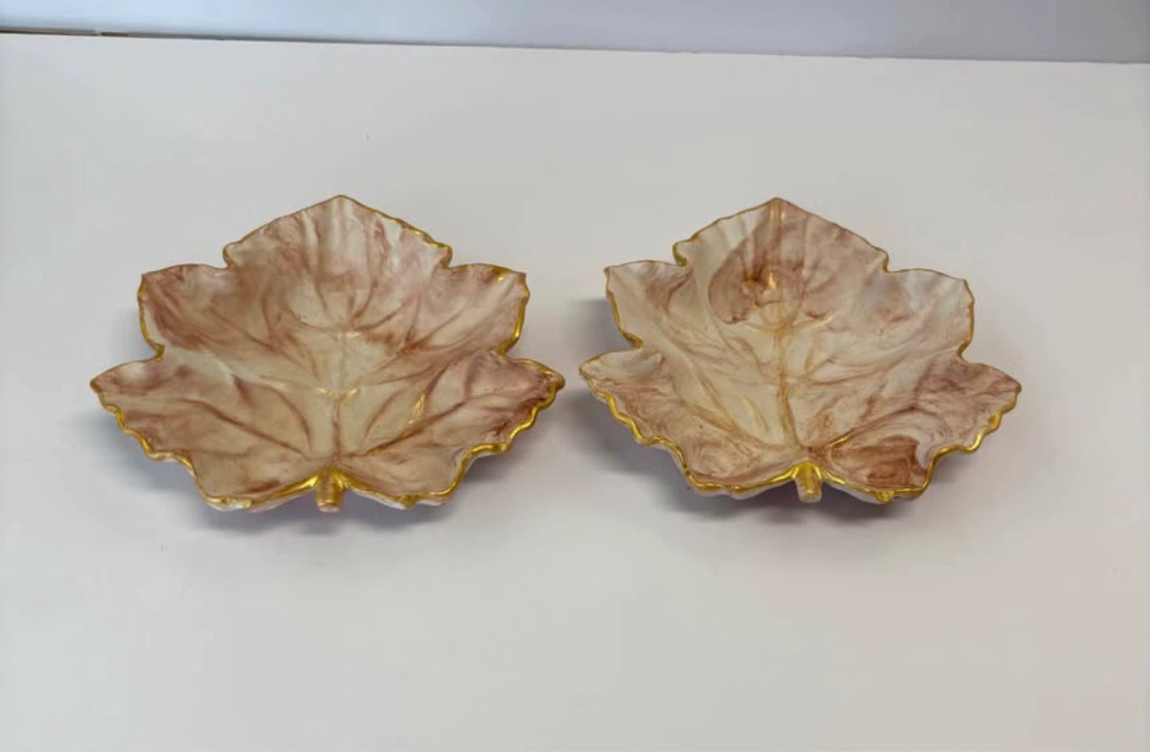 Handmade marble color Maple Leaf Trinket Dish - photo 5