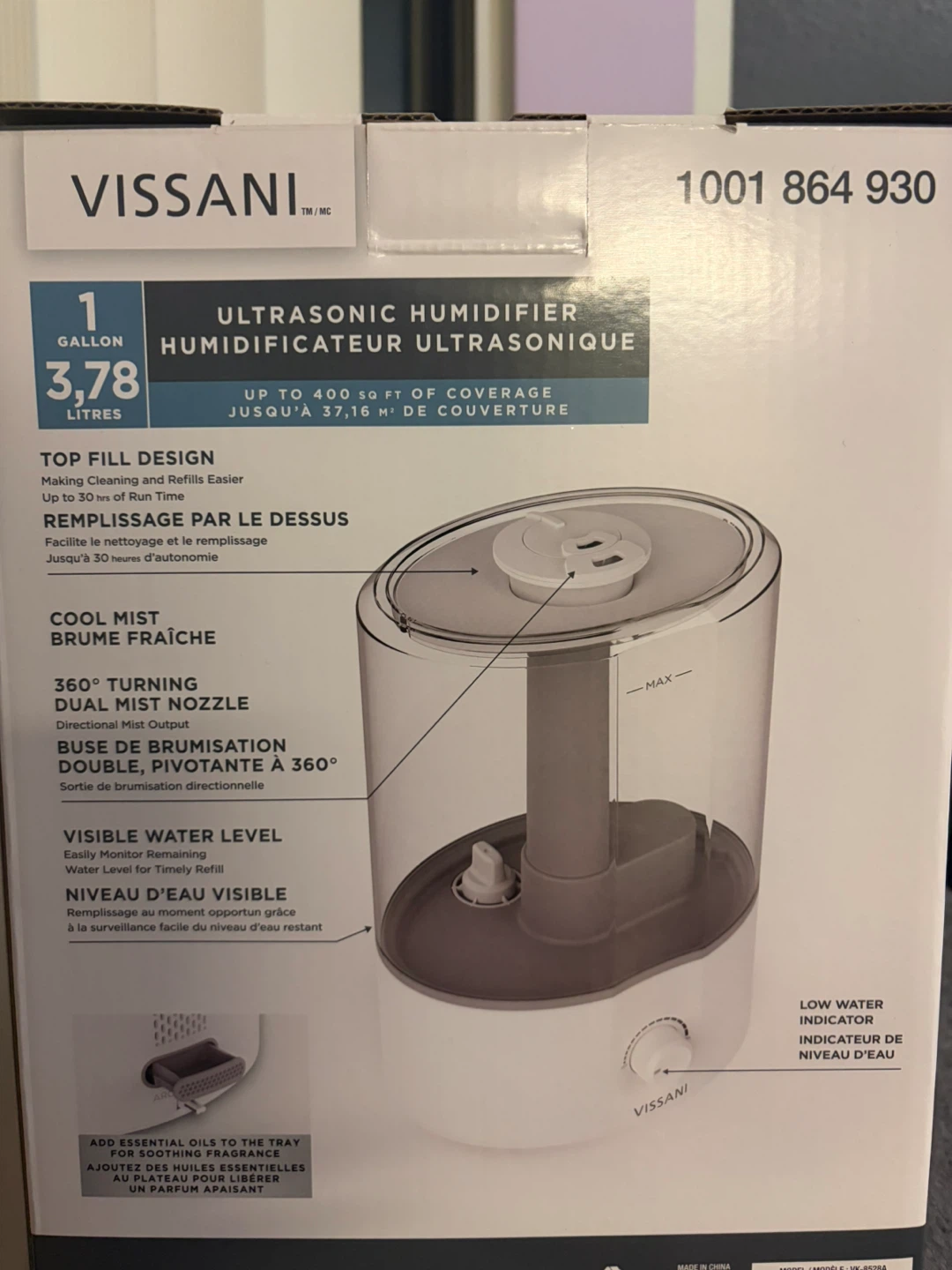 VISSANI Ultrasonic Humidifier 1 Gallon