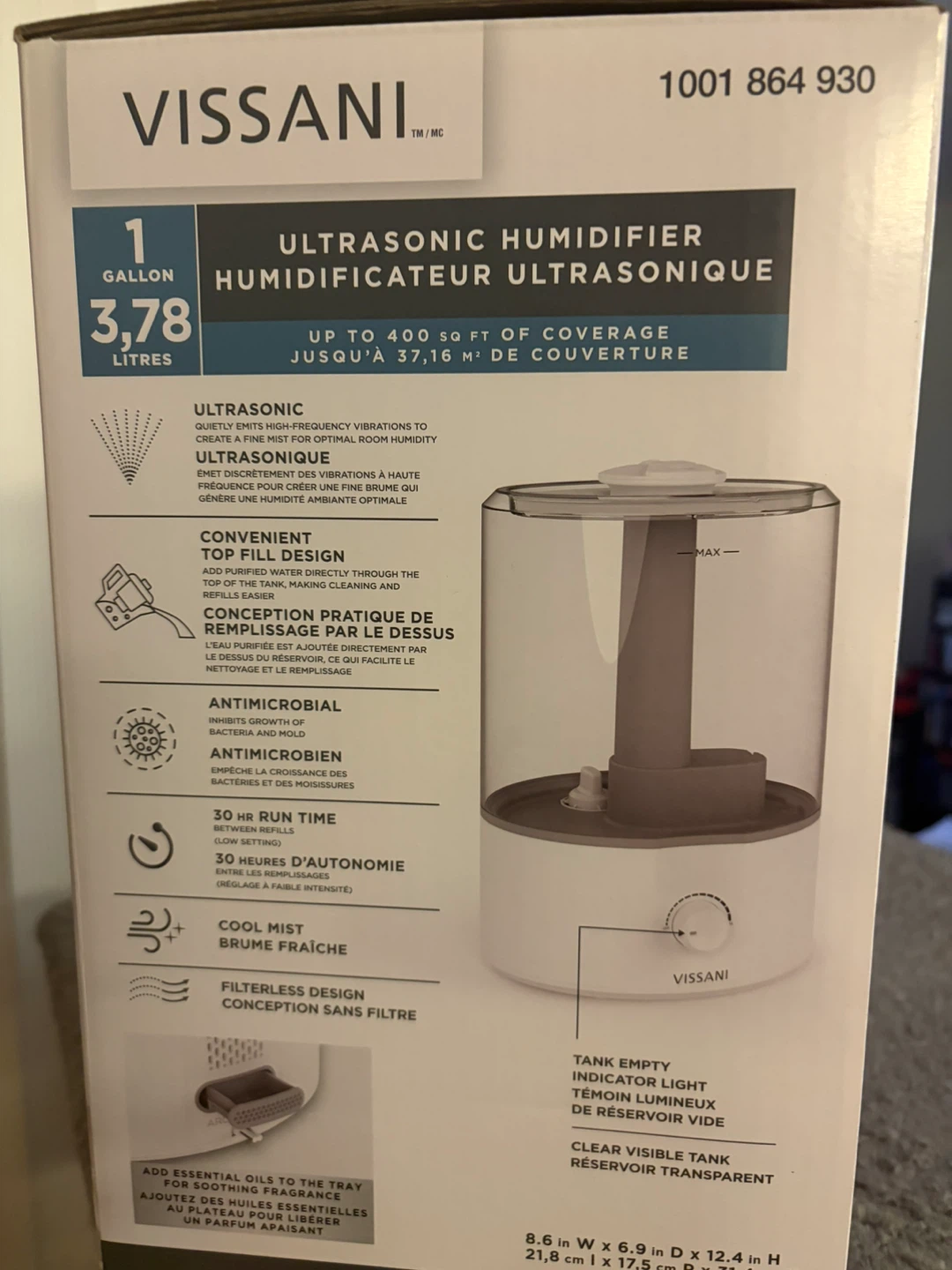 VISSANI Ultrasonic Humidifier 1 Gallon - photo 2