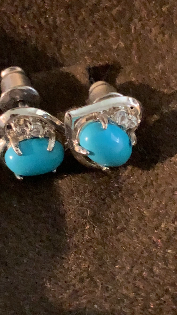 Turquoise and Silver Stud Earrings