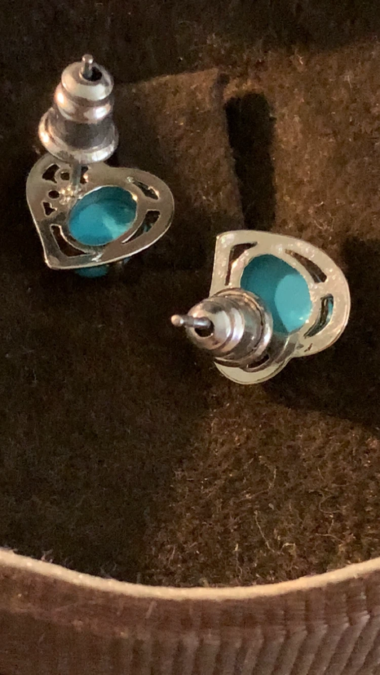 Turquoise and Silver Stud Earrings - photo 2