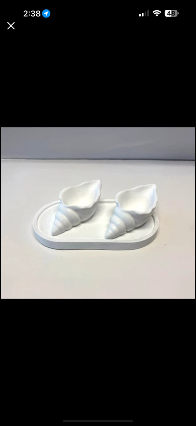 Handmade Seashell Trinket Dish Set with Oval tray