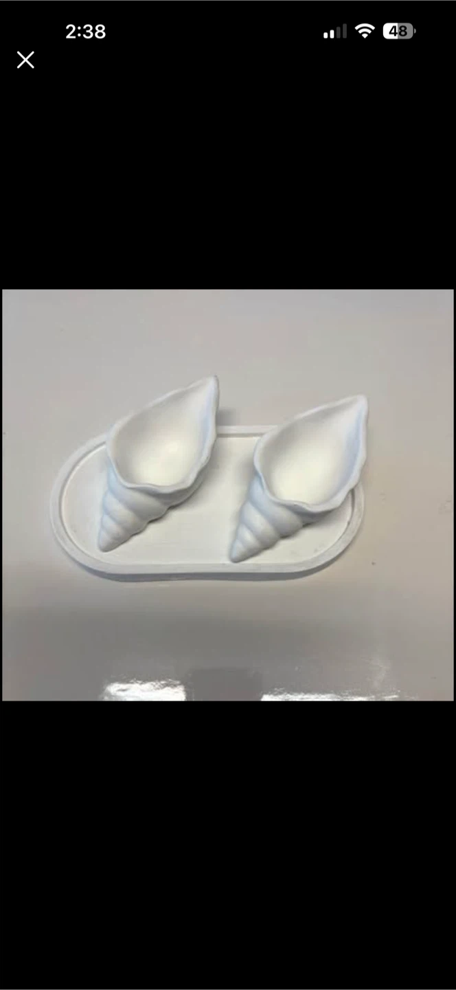 Handmade Seashell Trinket Dish Set with Oval tray - photo 2