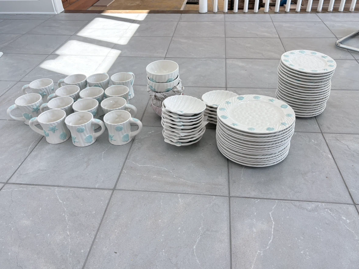 Beach Themed Ceramic Dinnerware Set - Mugs, Bowls, Plates