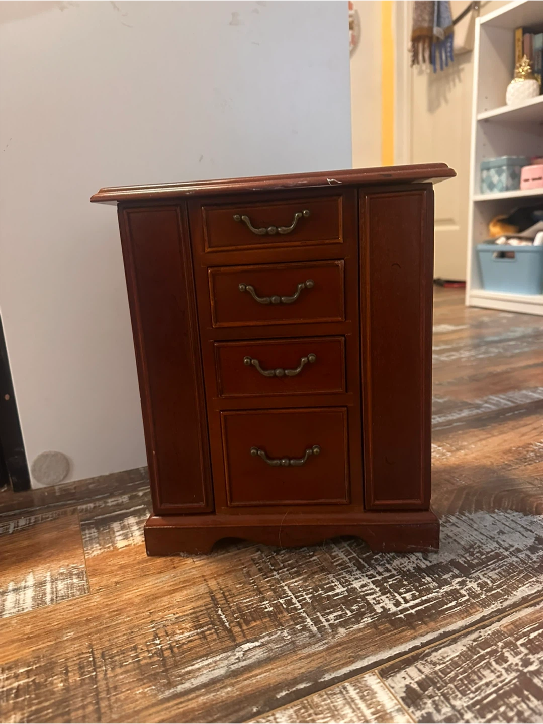 Wooden Jewelry Box with Drawers and Compartments