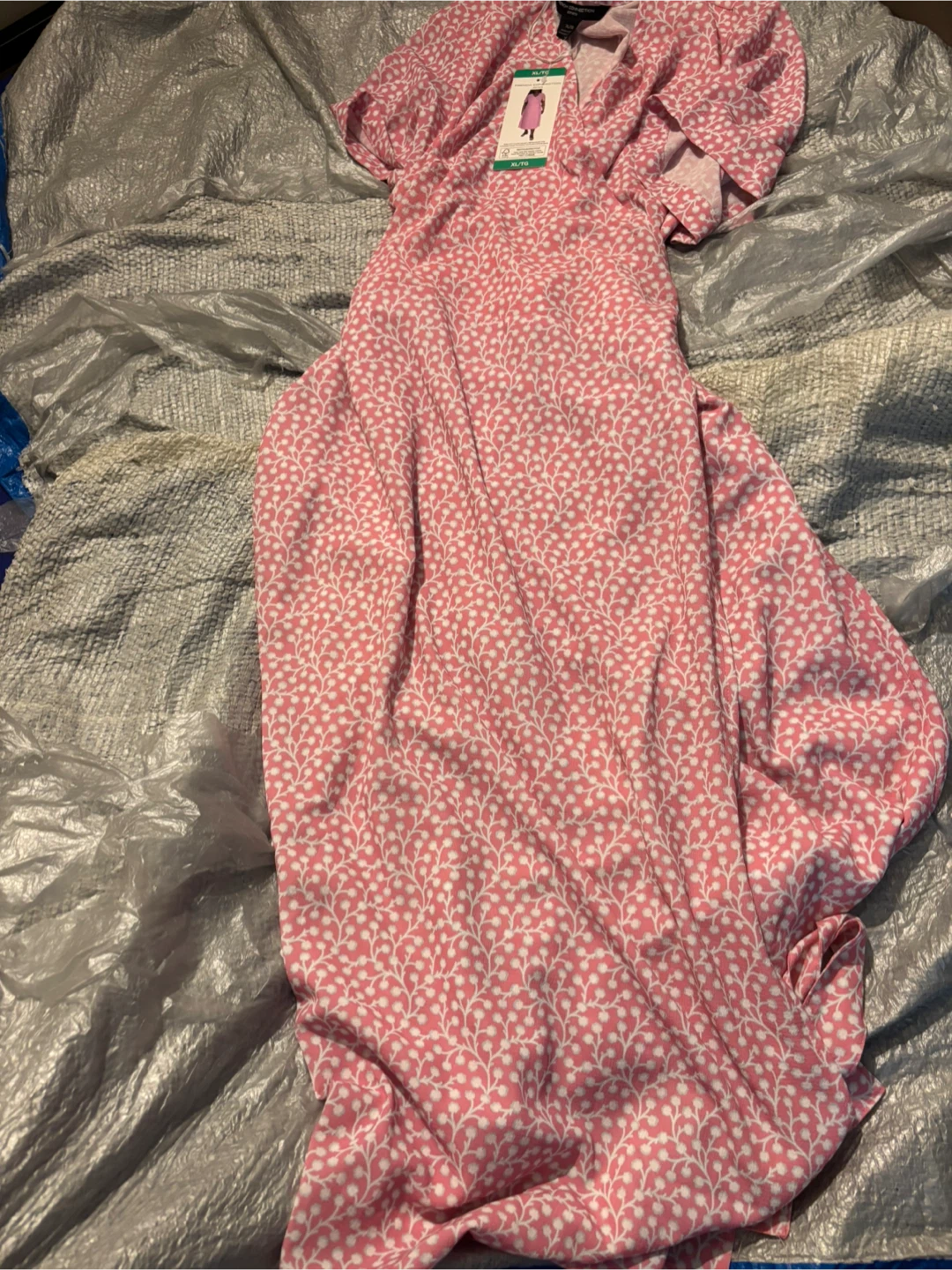 French Connection Pink Floral Wrap Dress XL/TG