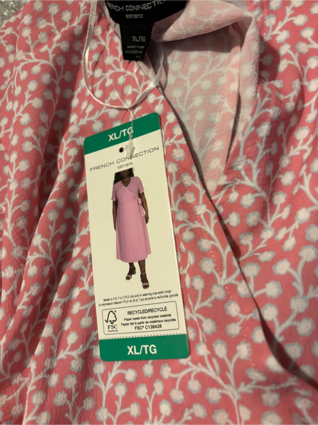 French Connection Pink Floral Wrap Dress XL/TG - photo 2
