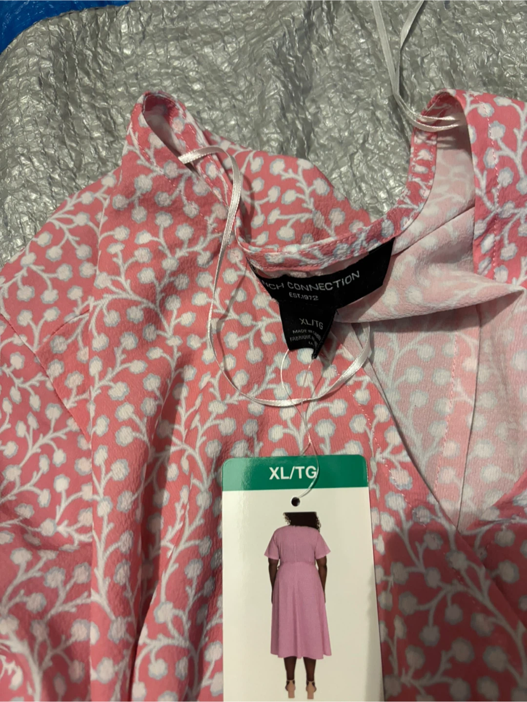 French Connection Pink Floral Wrap Dress XL/TG - photo 3