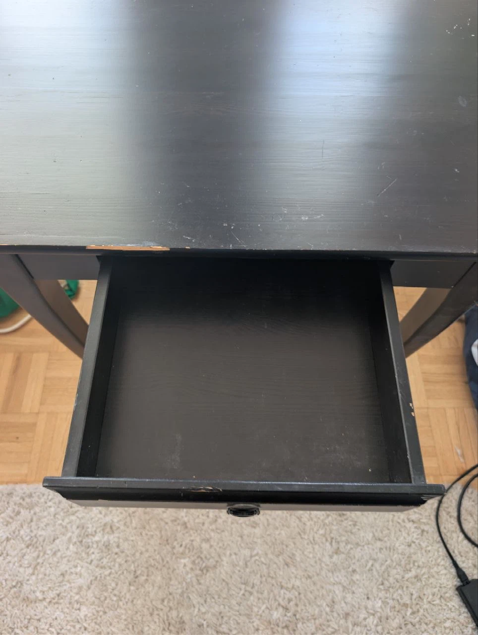 Black Accent Table with Drawer - photo 3