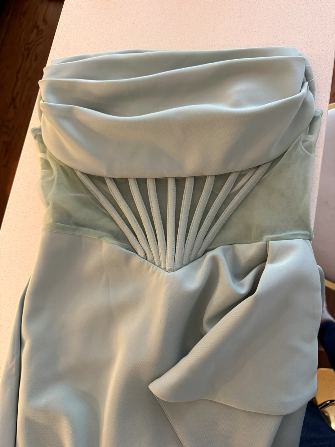 Strapless Corset Detail Ruched Midi Dress - photo 3