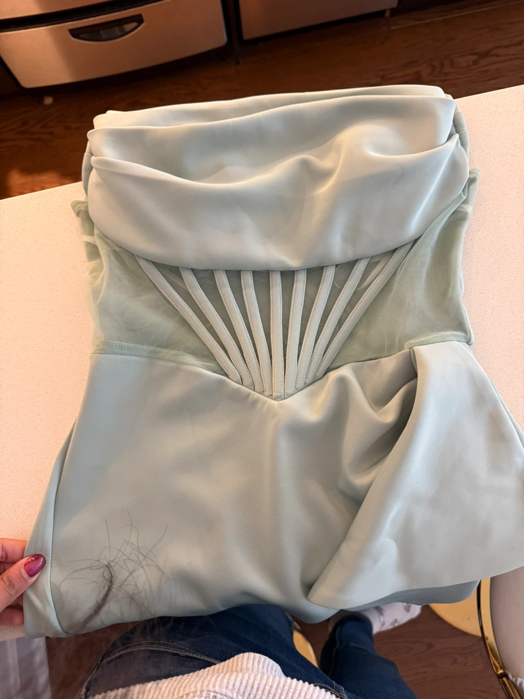 Strapless Corset Detail Ruched Midi Dress - photo 4
