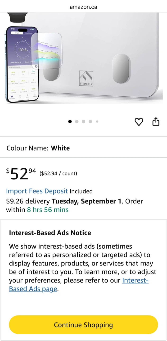 FITINDEX Bluetooth Smart Body Fat Scale (White Glass) - photo 2