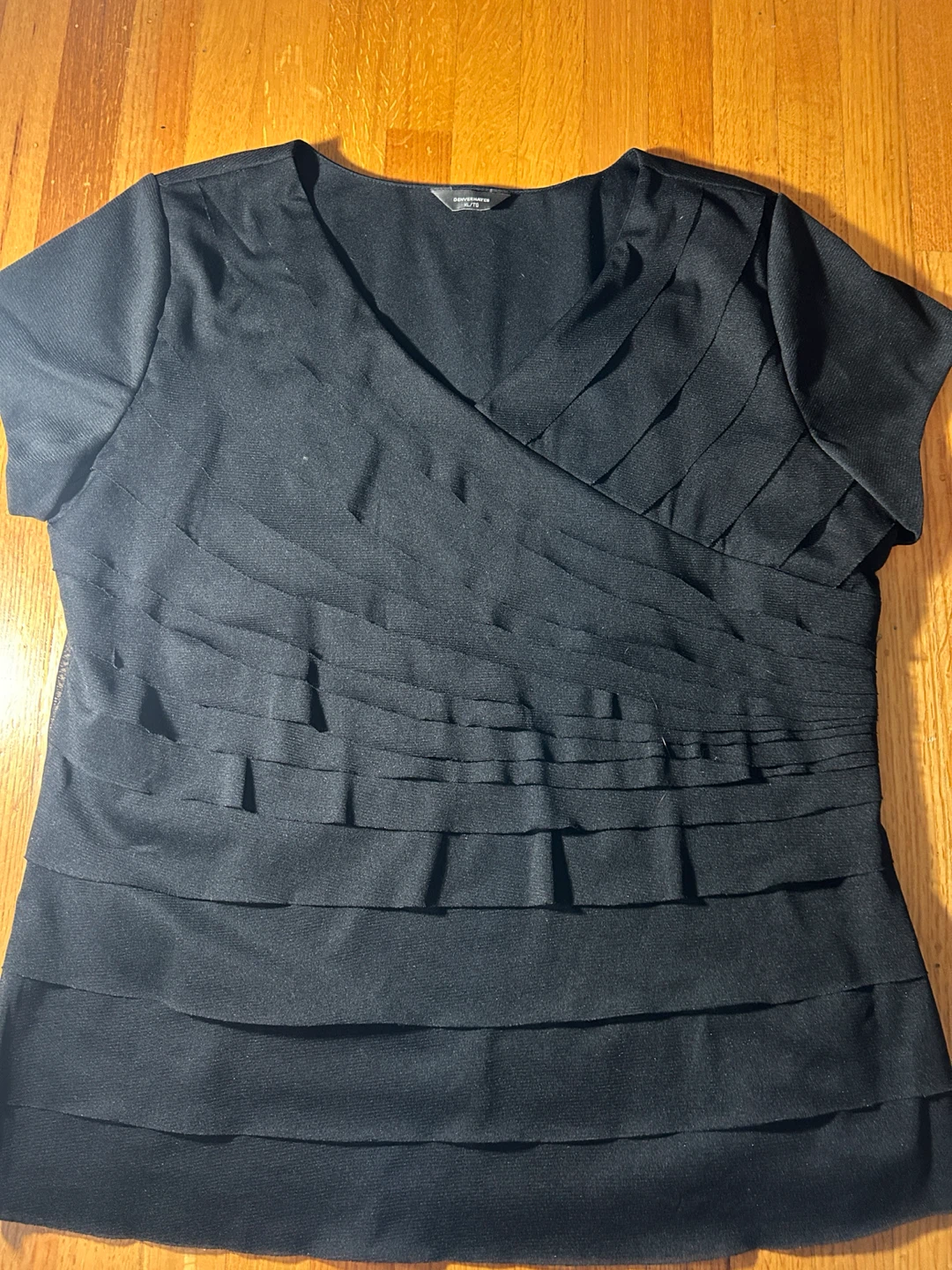 Black Textured Short Sleeve Top - denver heyes
