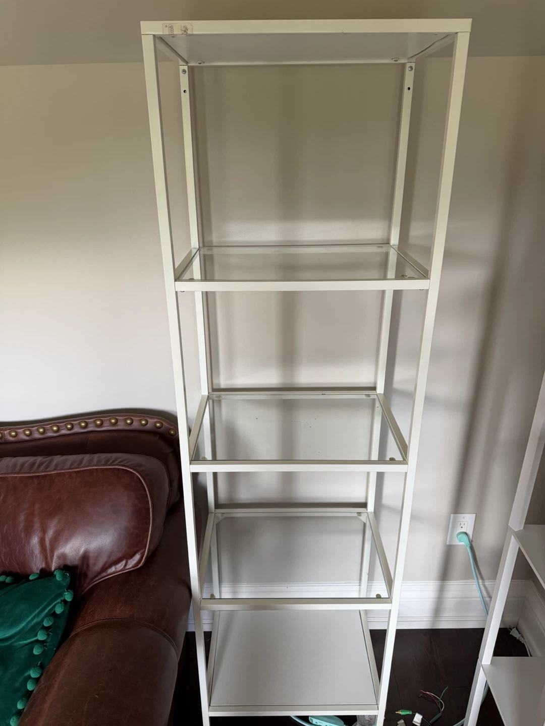 White Bookshelf with Glass Shelves