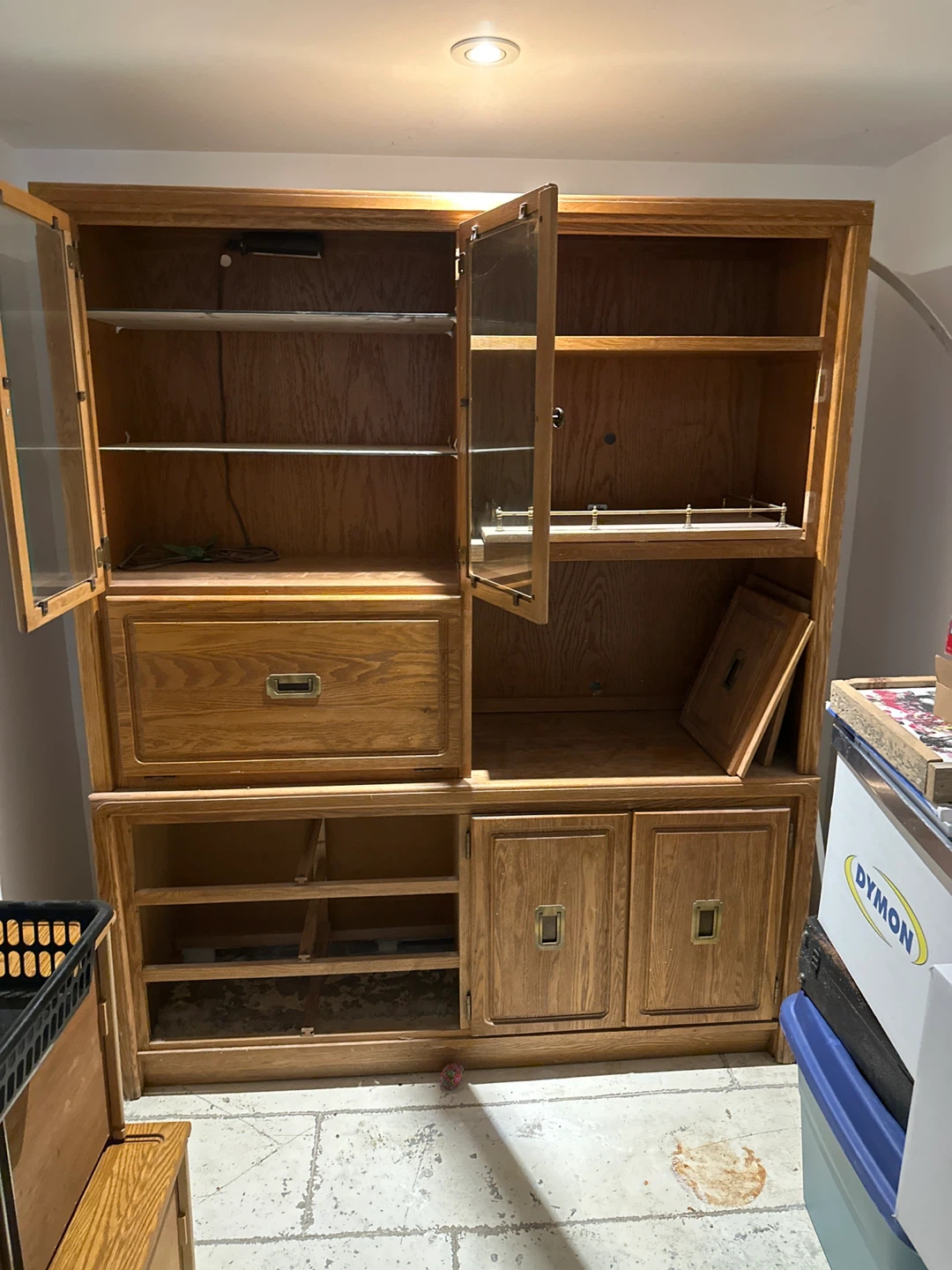 Wooden Hutch with Glass Doors