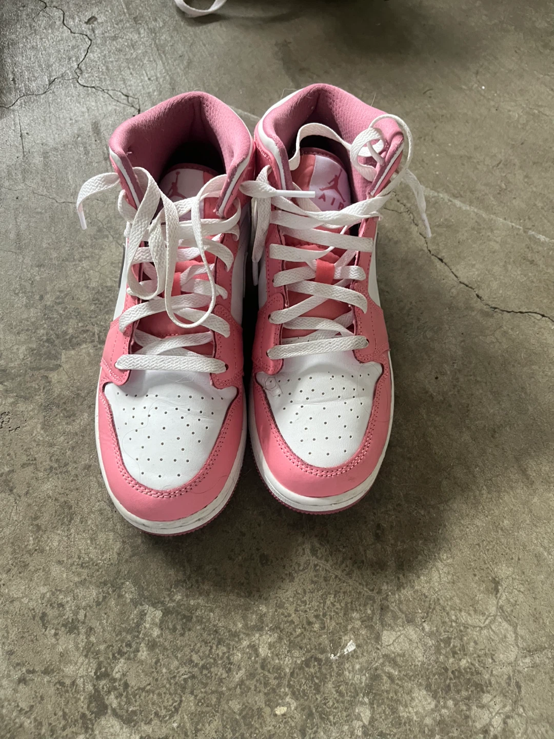 Air Jordan 1 Mid Pink White Sneakers - photo 2