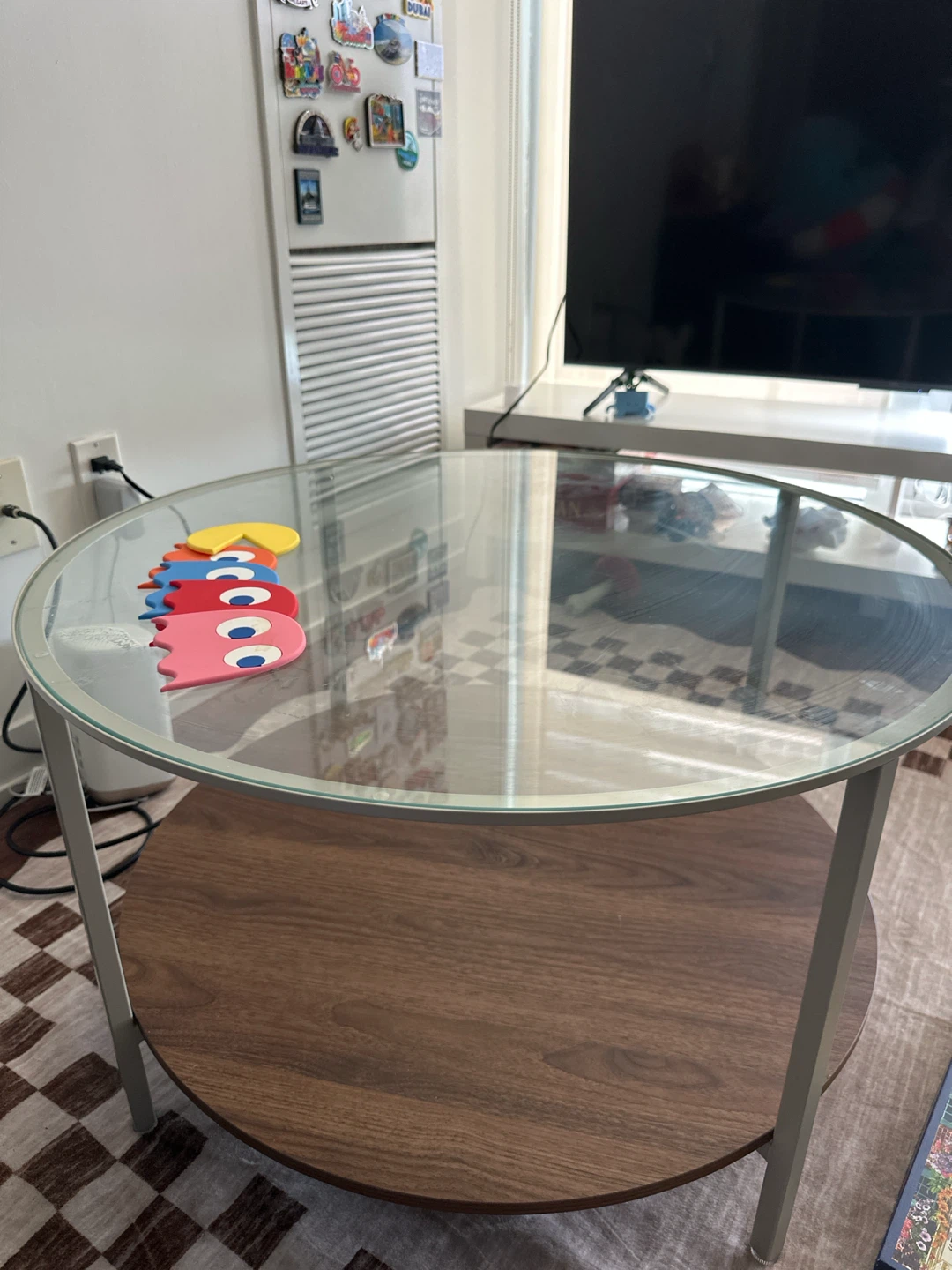 Round Coffee Table with Glass Top