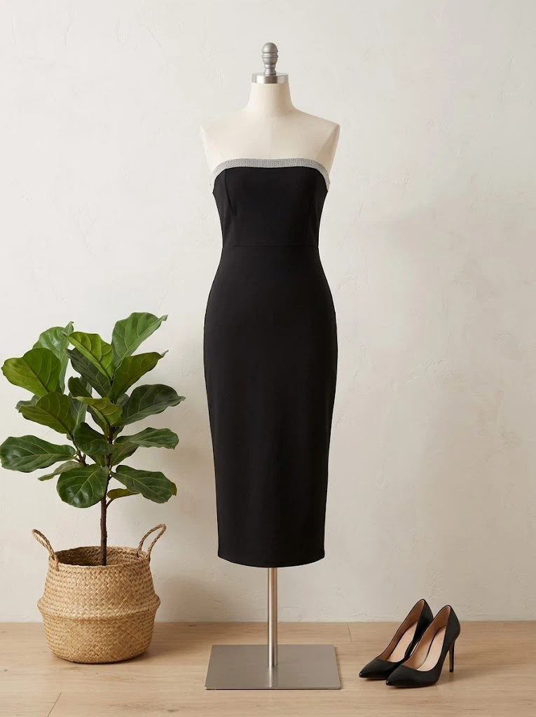 Derek Heart Black Strapless beaded Trim Dress - photo 4