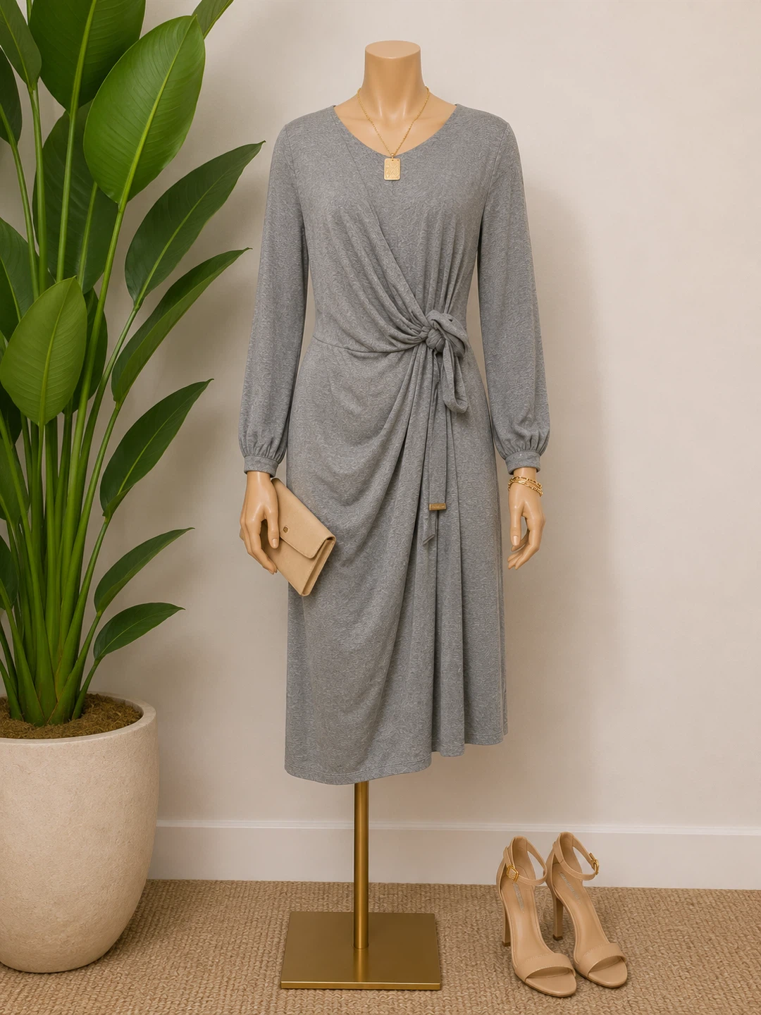 Tommy Hilfiger Grey Wrap Dress Size 6