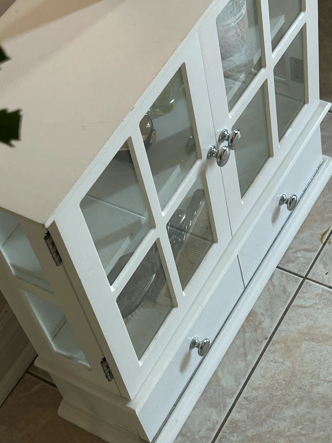 White Wall Cabinet with Glass Doors - photo 5