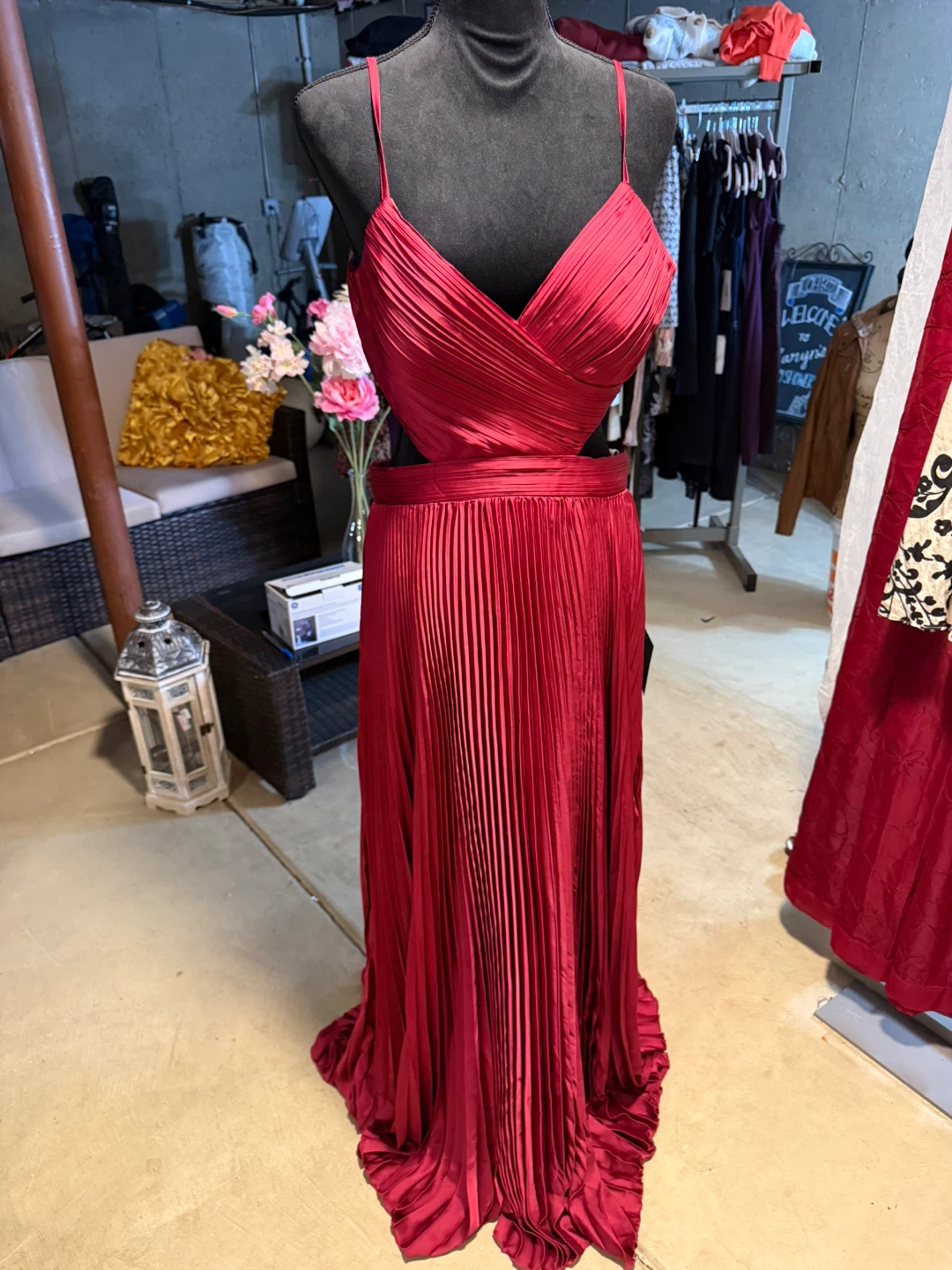 Lulus Red Pleated Cutout Maxi Dress - photo 2
