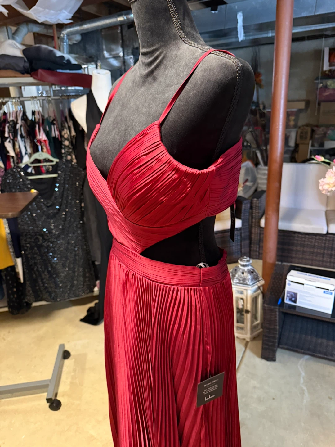 Lulus Red Pleated Cutout Maxi Dress - photo 3