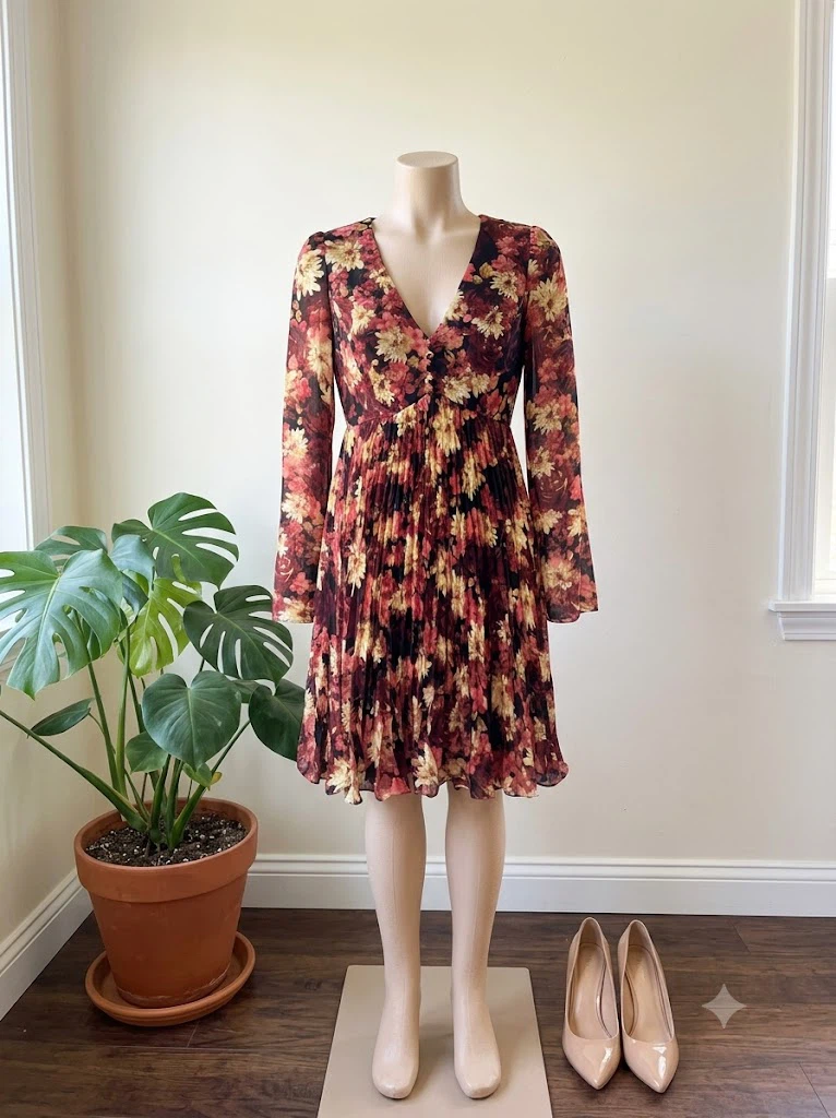Taylor Floral Pleated Midi Dress