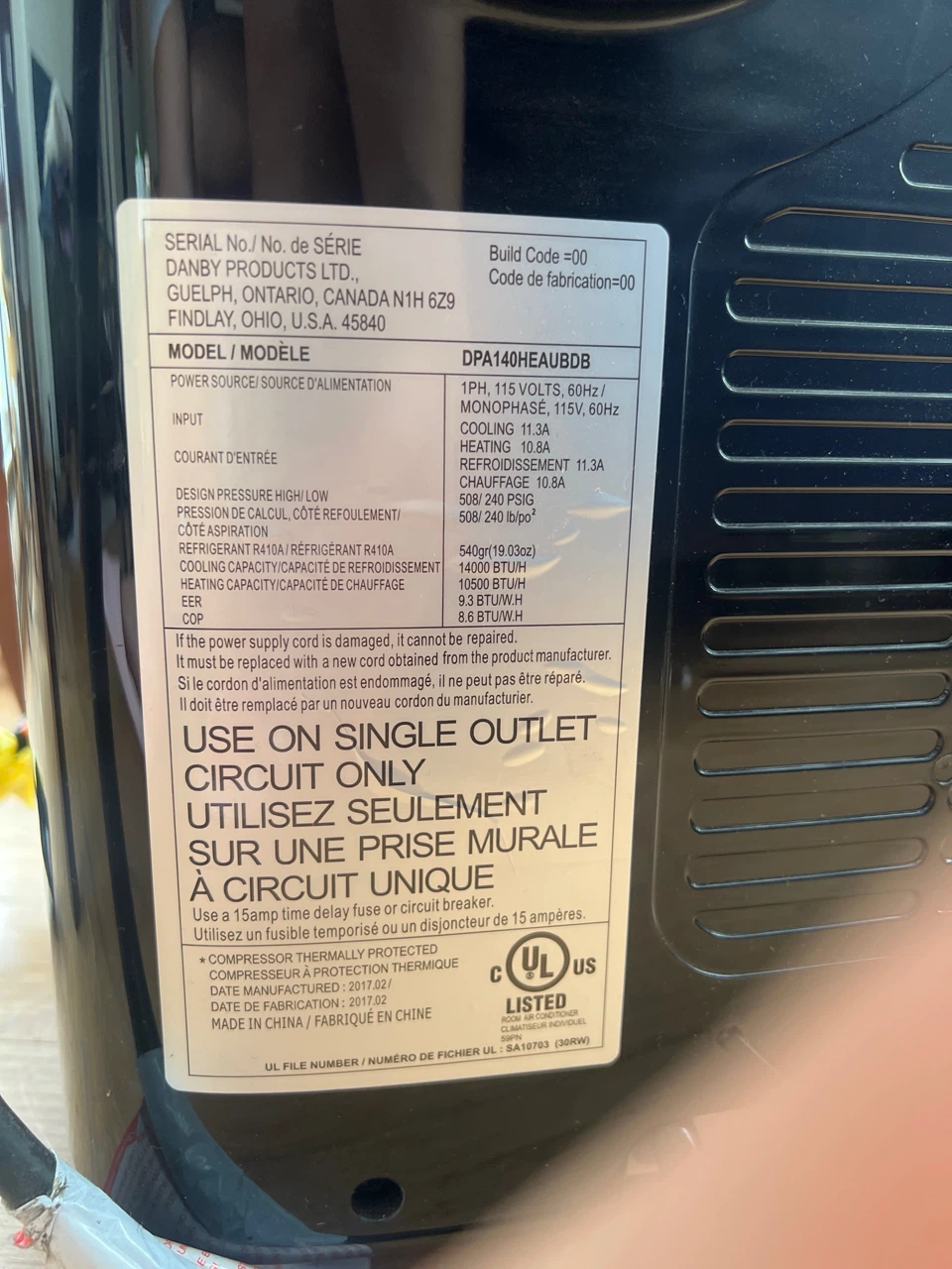 Danby Portable Air Conditioner - photo 3