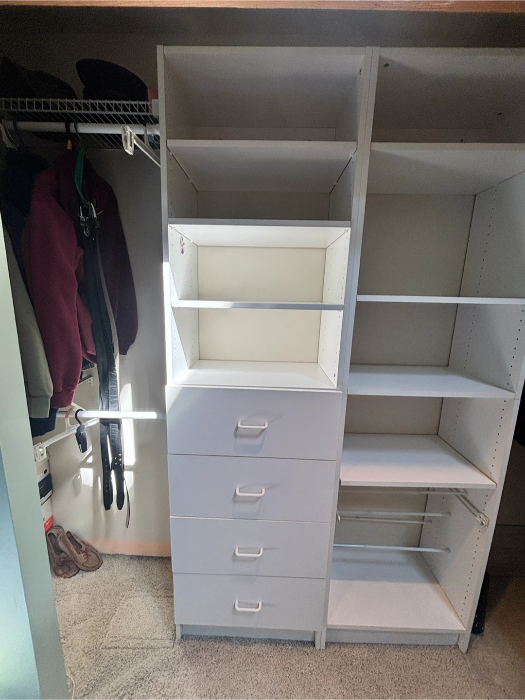 White Closet Organizer with Drawers and Shelves - photo 3