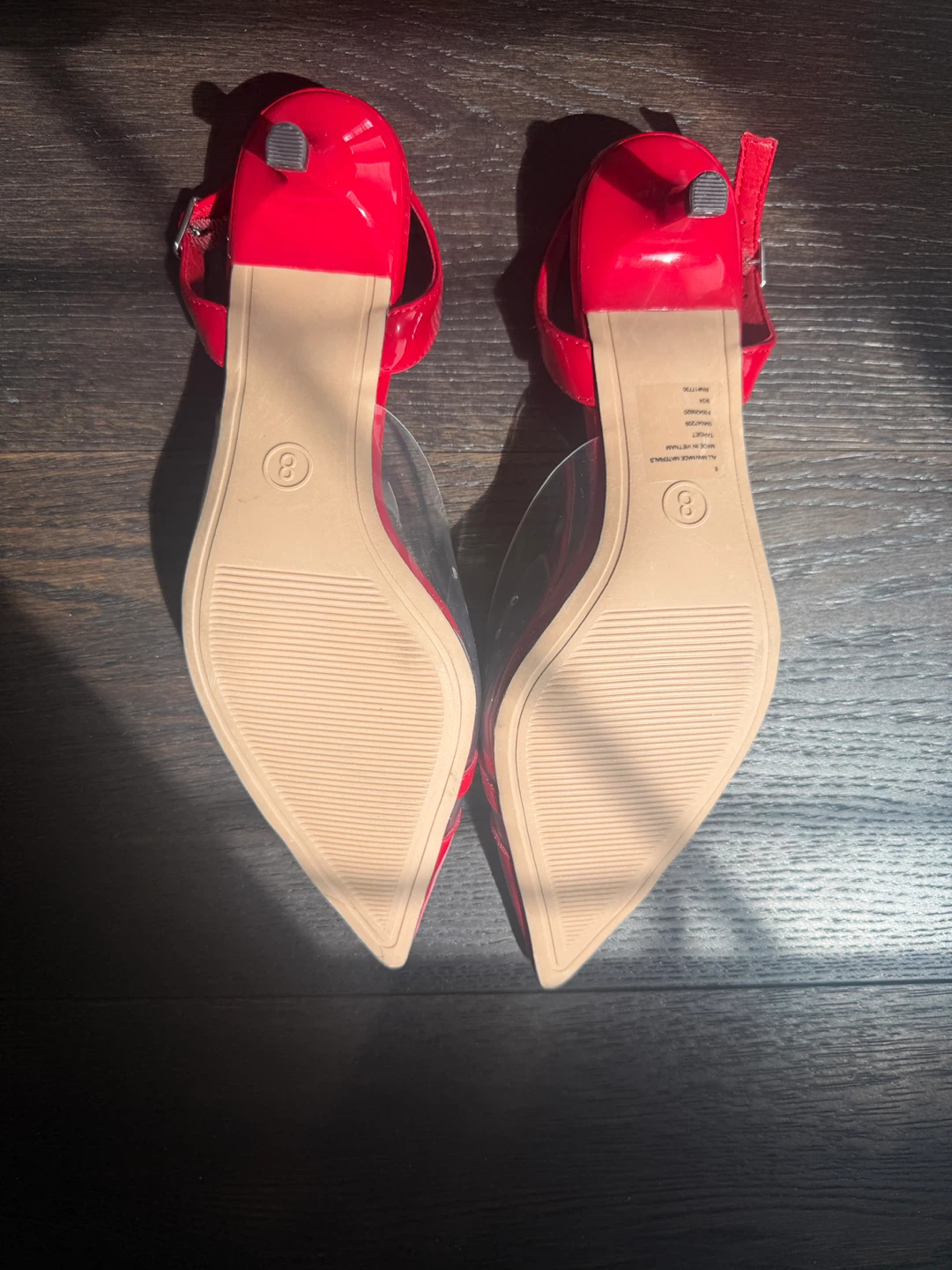 Red Heart Clear Slingback Heels Size 8 - photo 2