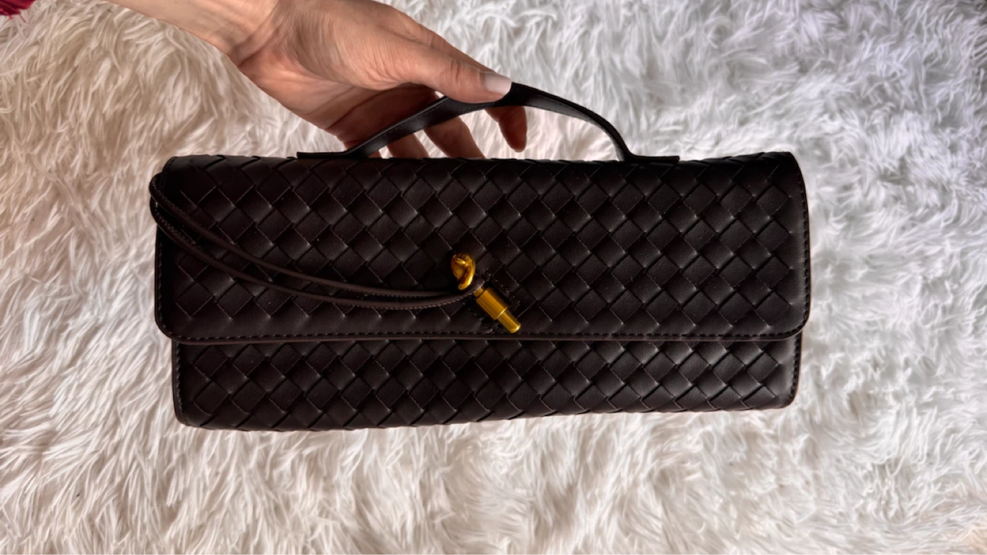 Brown Woven Clutch with Handle - photo 3