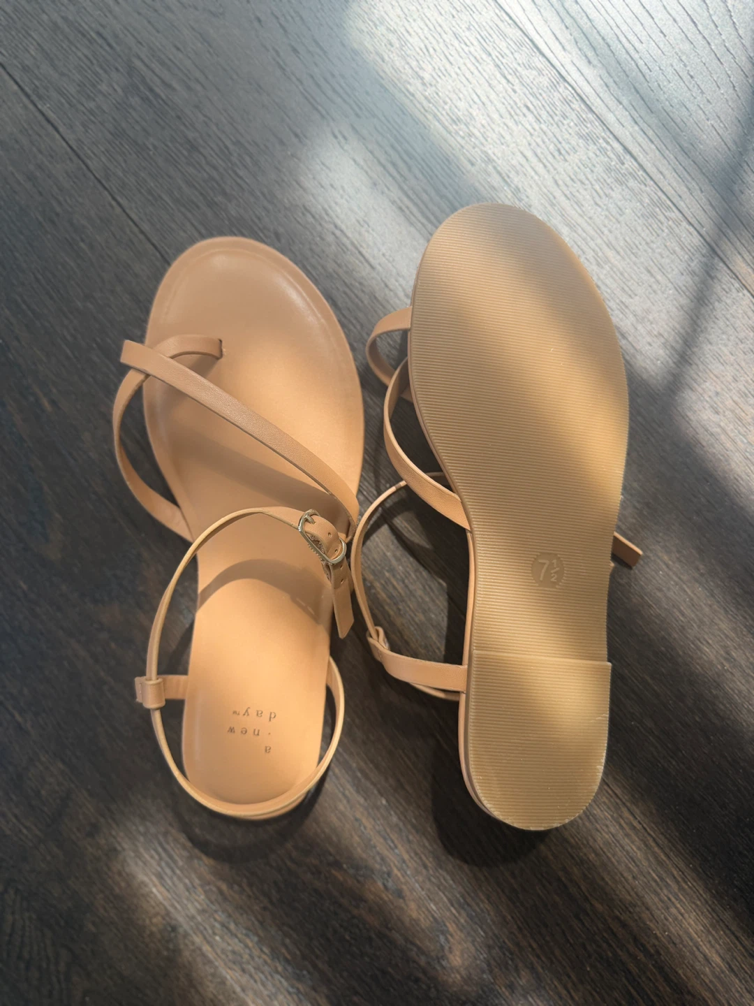 Tan Strappy Flat Sandals