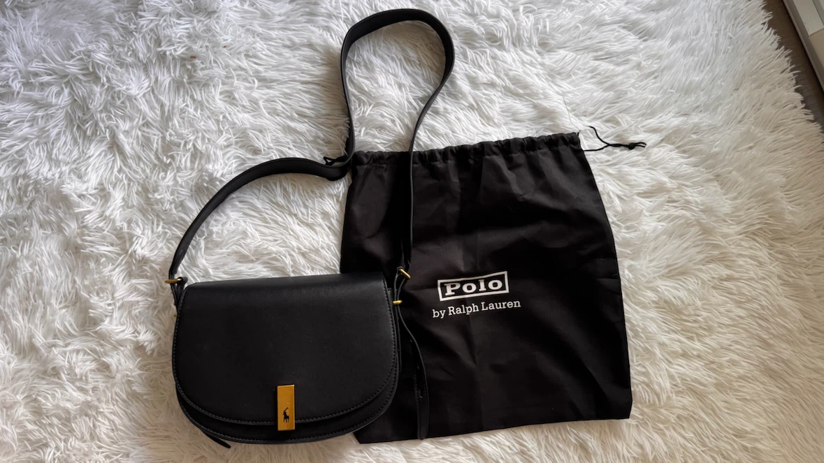 Polo Ralph Lauren Black Leather Saddle Bag (not real)