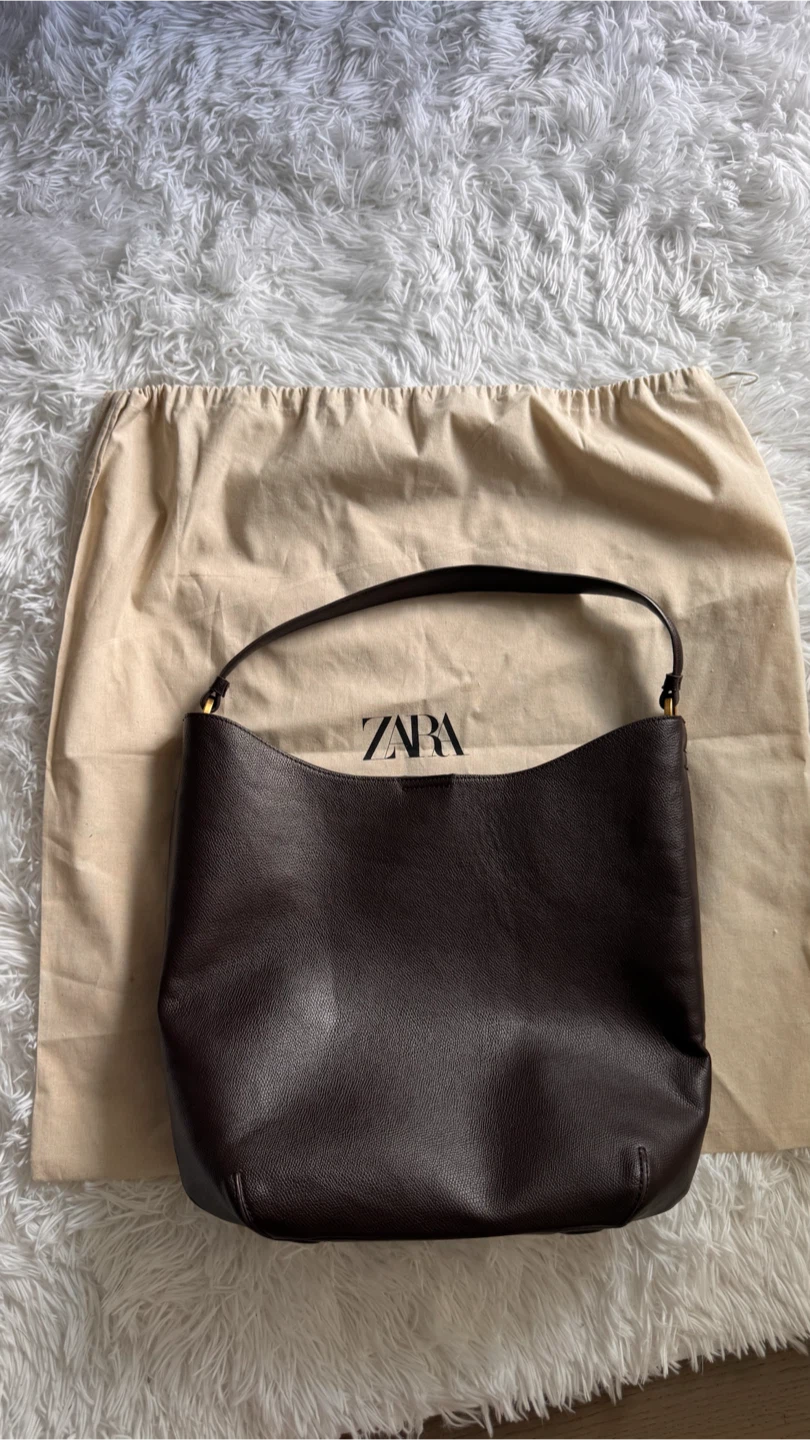 Zara Brown Faux Leather Hobo Bag