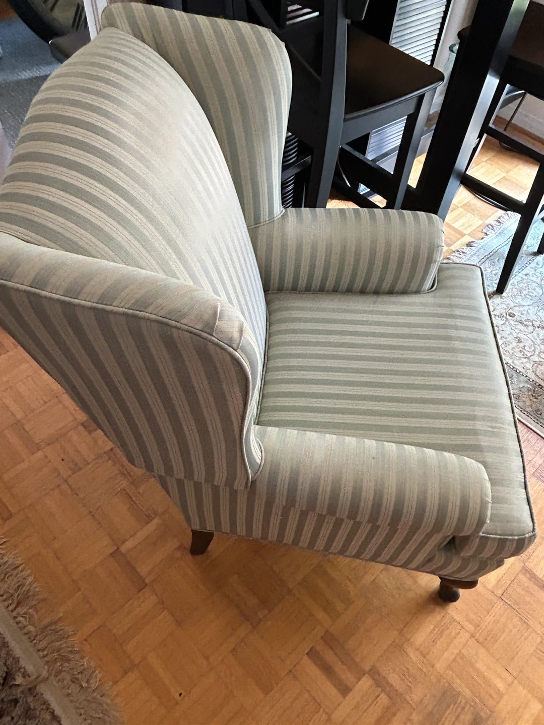 Duward Stripe olive green Upholstered Wingback Accent Chair - photo 2