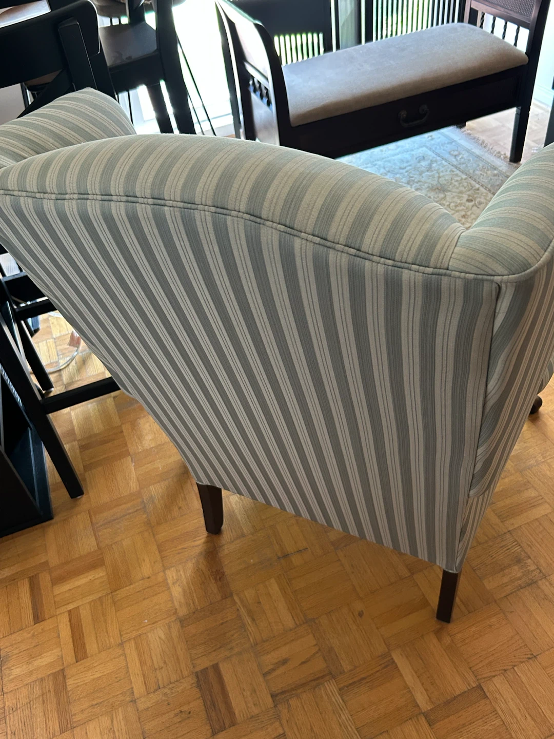 Duward Stripe olive green Upholstered Wingback Accent Chair - photo 3