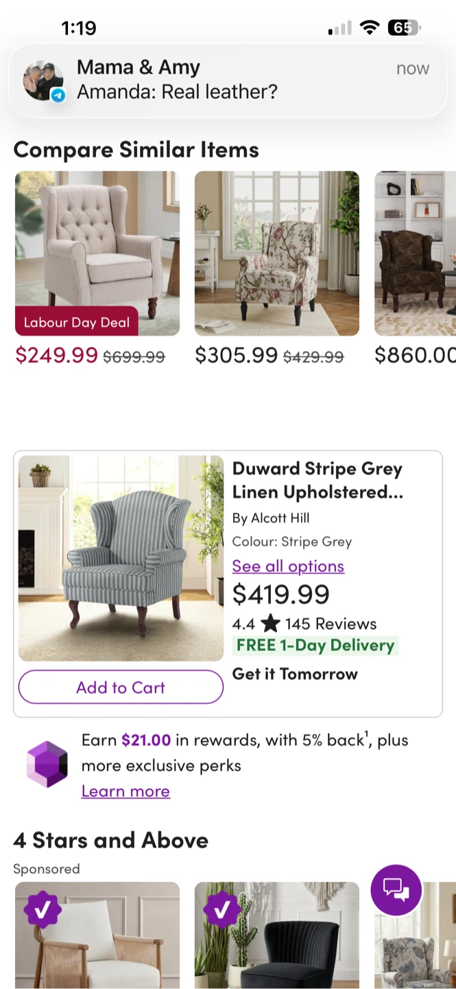 Duward Stripe olive green Upholstered Wingback Accent Chair - photo 5