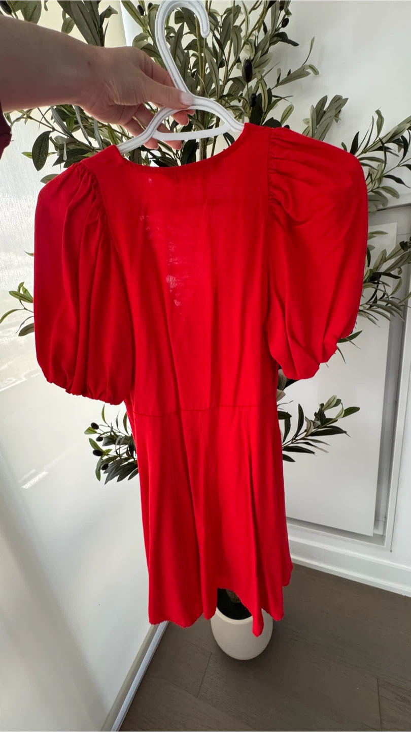 Zara Red Puff Sleeve Mini Dress - photo 2