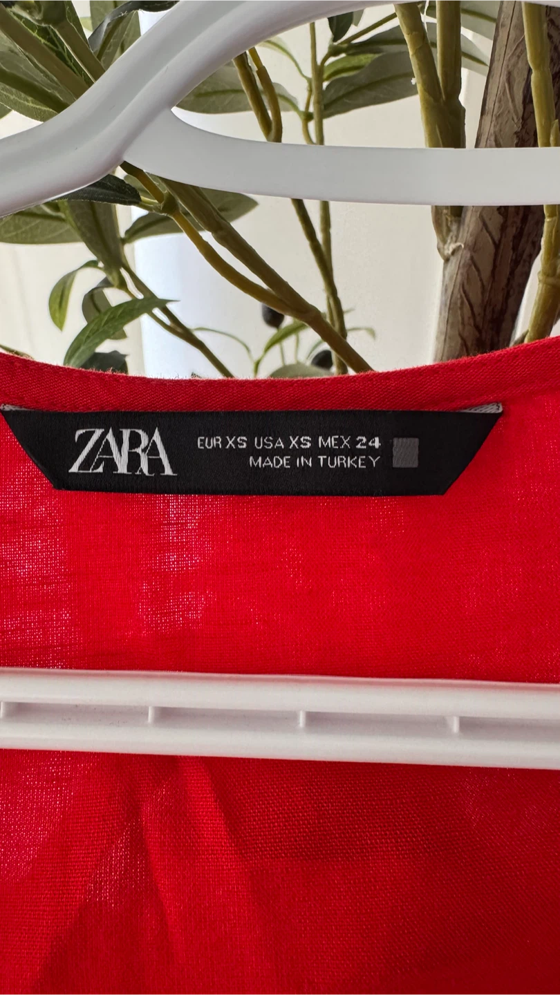 Zara Red Puff Sleeve Mini Dress - photo 3